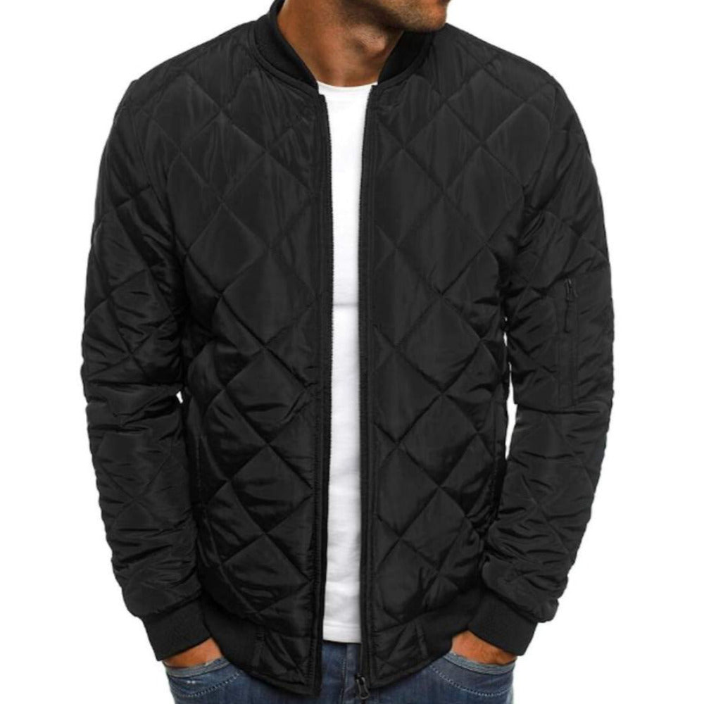 mens black polyester/cotton blend baseball bomber jacket - AmtifyDirect