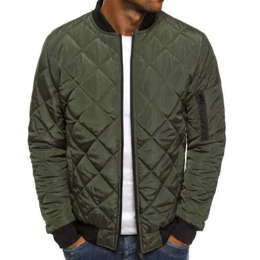 mens army green polyester/cotton blend baseball bomber jacket - AmtifyDirect