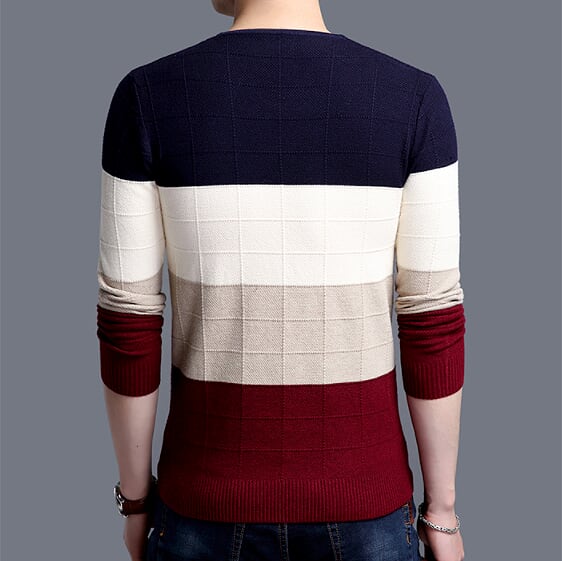 Mens V Neck Color Block Sweater – Amtify