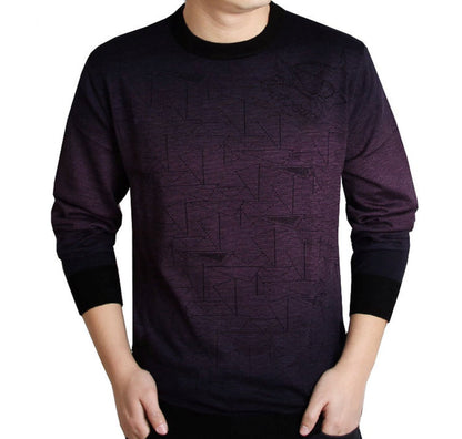 Mens purple polyester vegan friendly Geo Print Knit Top - AmtifyDirect