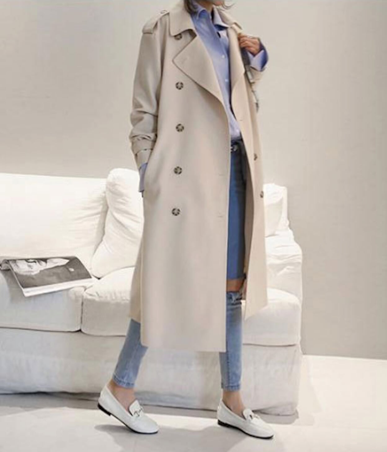 Womens Unstructured Trench Coat