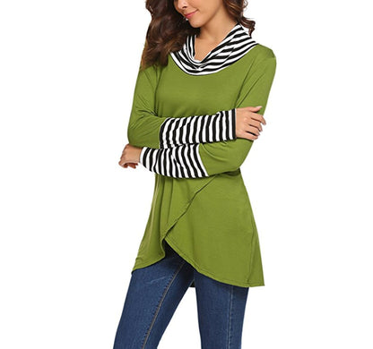 Womens Cowl Neck Casual Long Sleeve Top