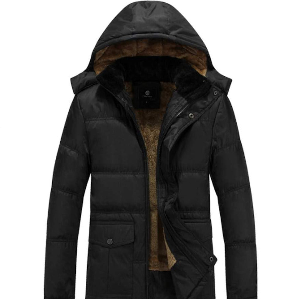 Mens Winter Hooded Coat with Faux Fur