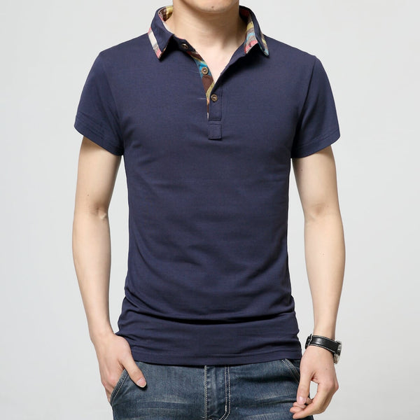 Mens Short Sleeve Polo Shirt with Plaid Details – Amtify