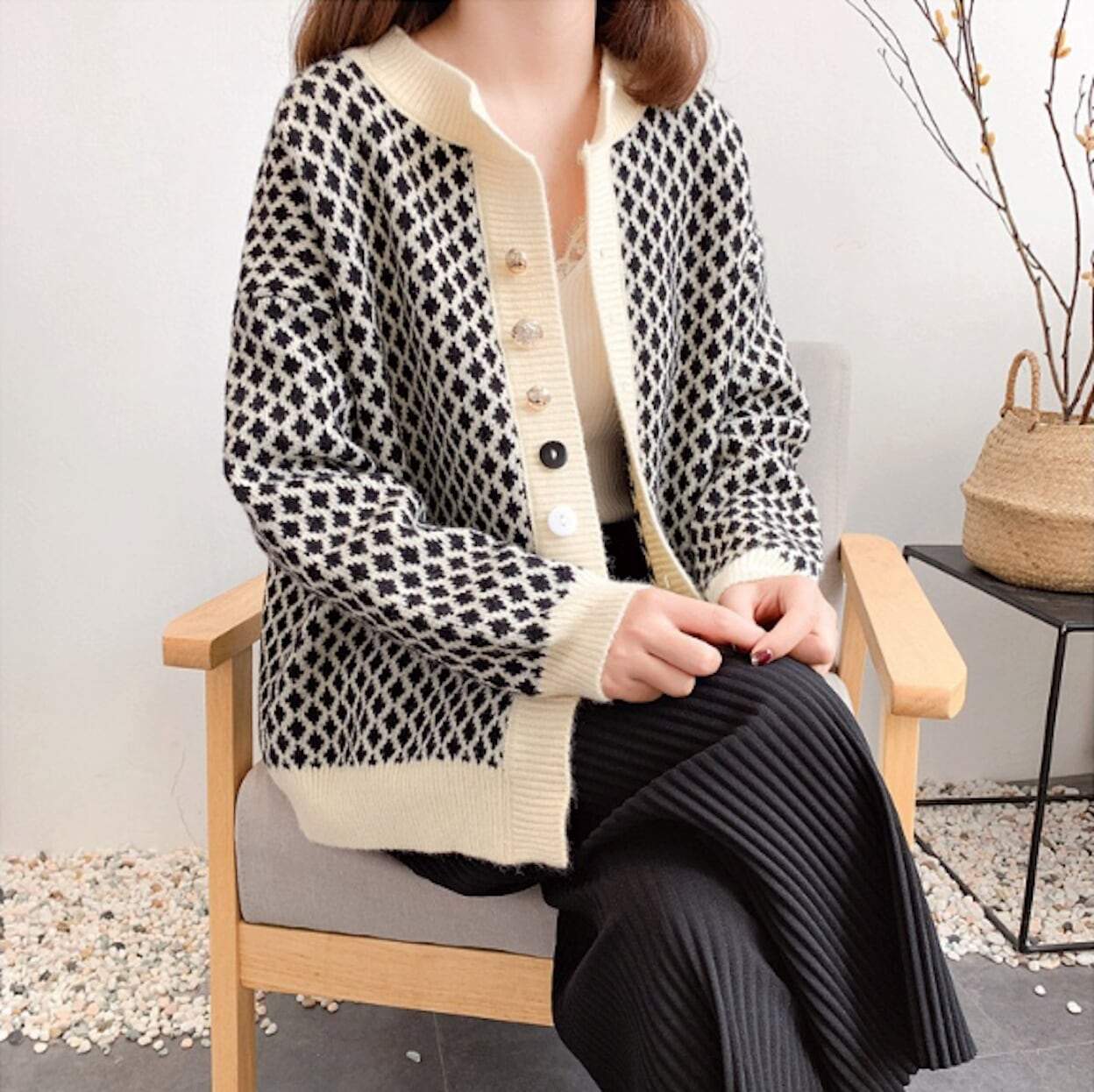 Womens Geometric  Print Cardigan