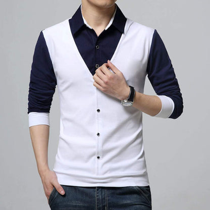 mens white polyester/cotton blend vest with attached shirt - Amtify Direct