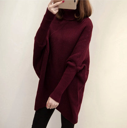 Womens Batwing Pullover Turtleneck Sweater