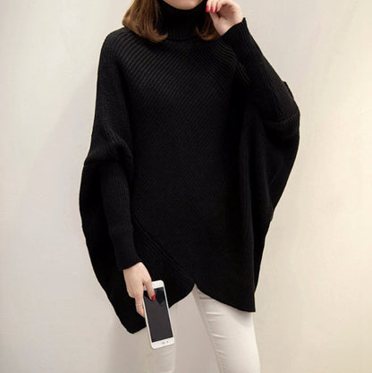Womens Batwing Pullover Turtleneck Sweater
