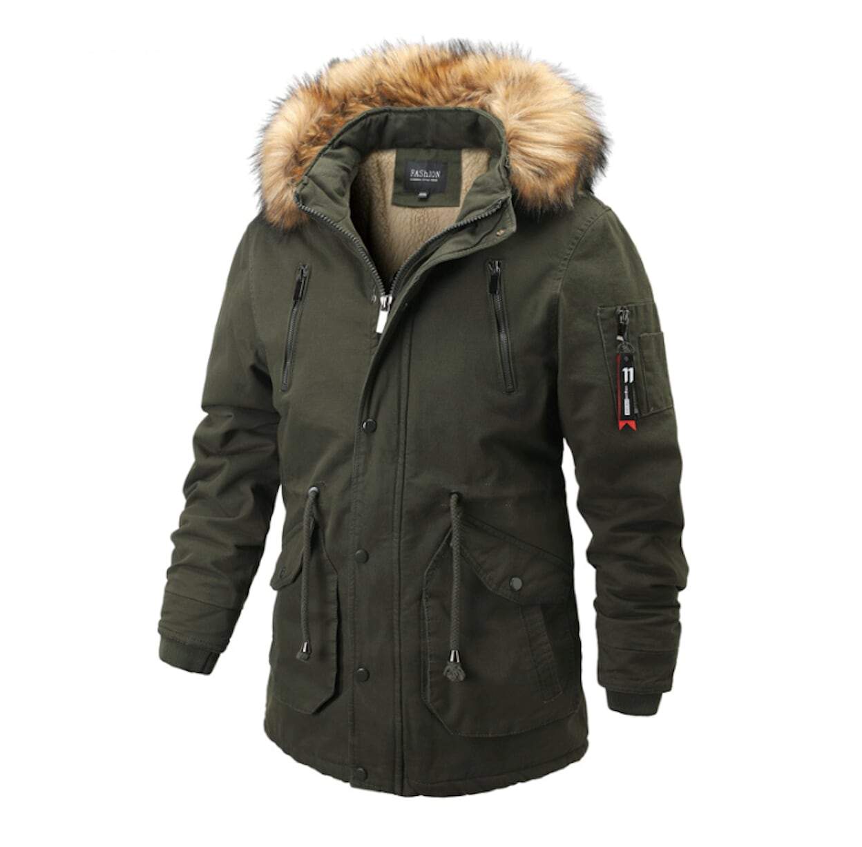 Mens Long Jacket with Fleece Lining