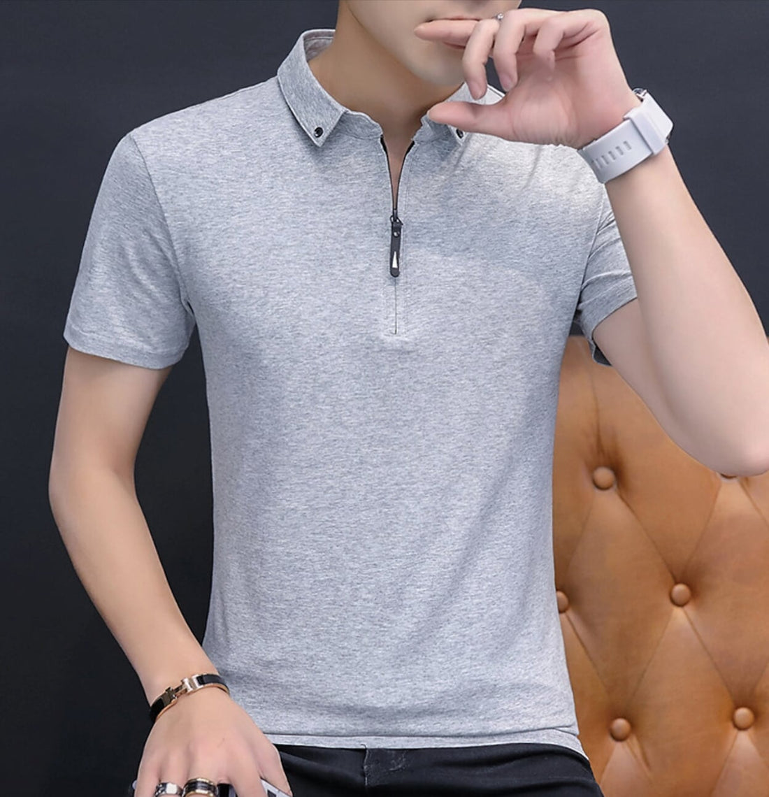 Mens Short Sleeve Polo Shirt with Zipper – Amtify