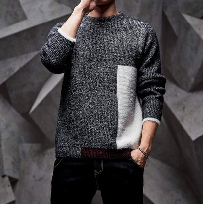 mens black acrylic vegan friendly round collar pullover sweater