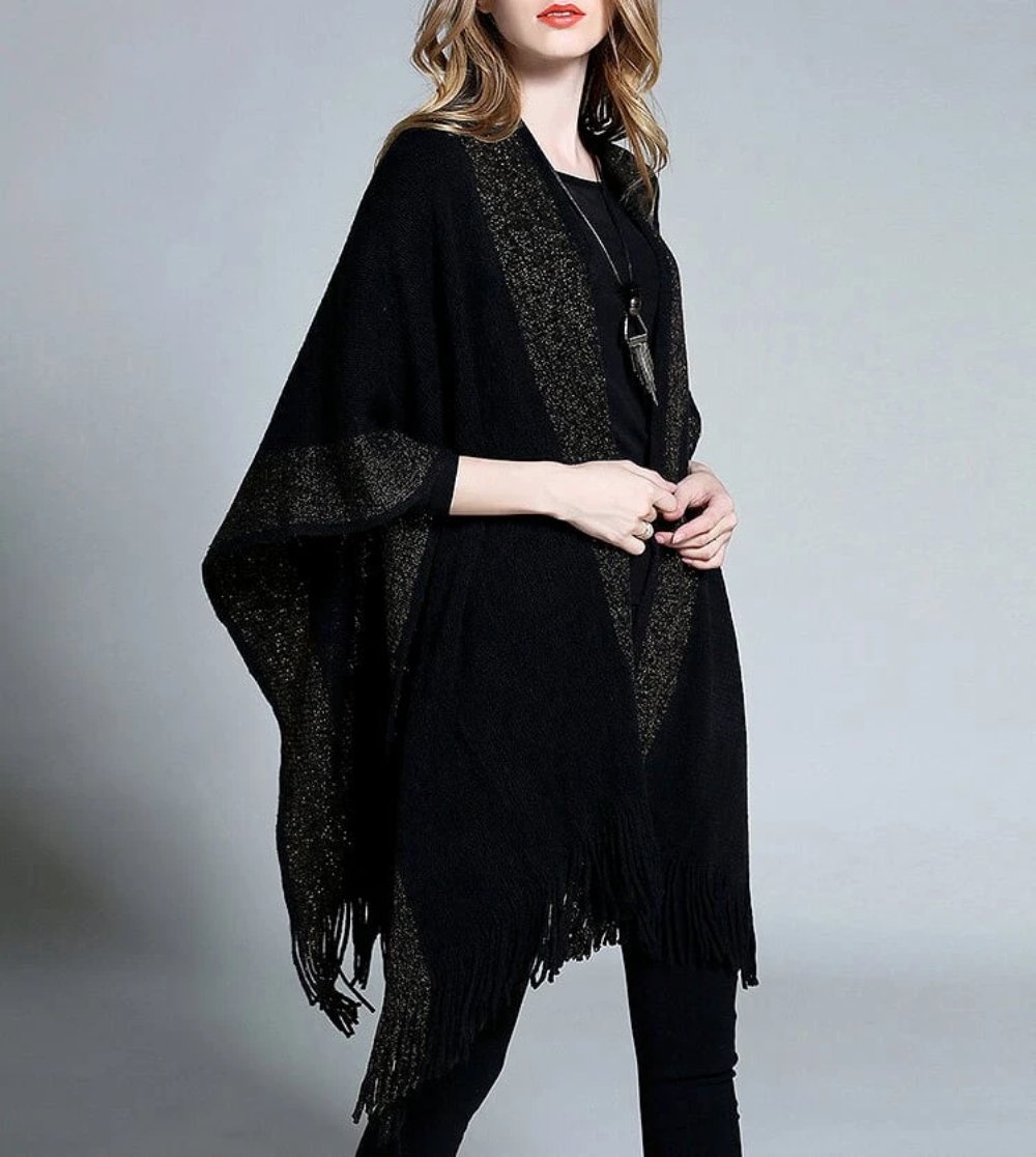 Womens Poncho with Fringes