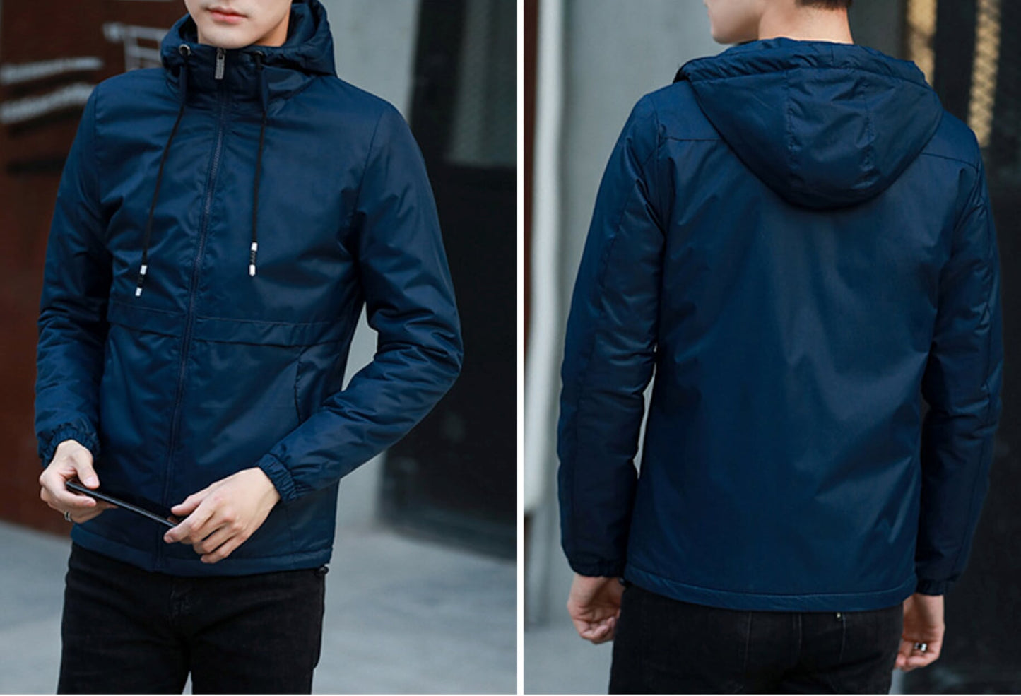 Mens  Windproof Jacket with Hood - AmtifyDirect