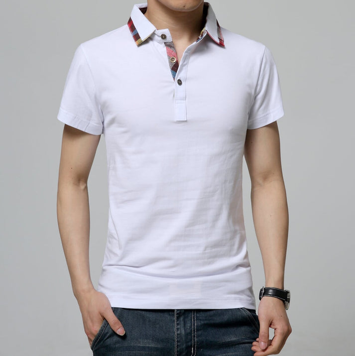 Mens Short Sleeve Polo Shirt with Plaid Details – Amtify