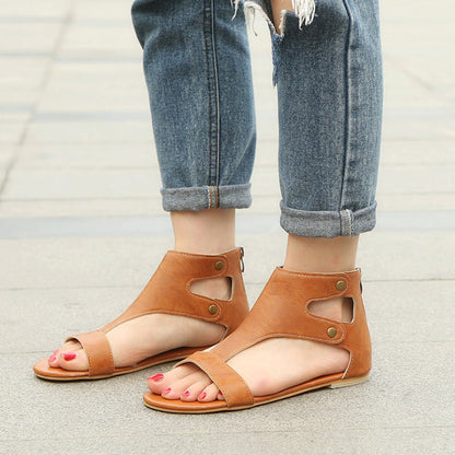Womens Tan Open Toe Vegan Leather Sandals