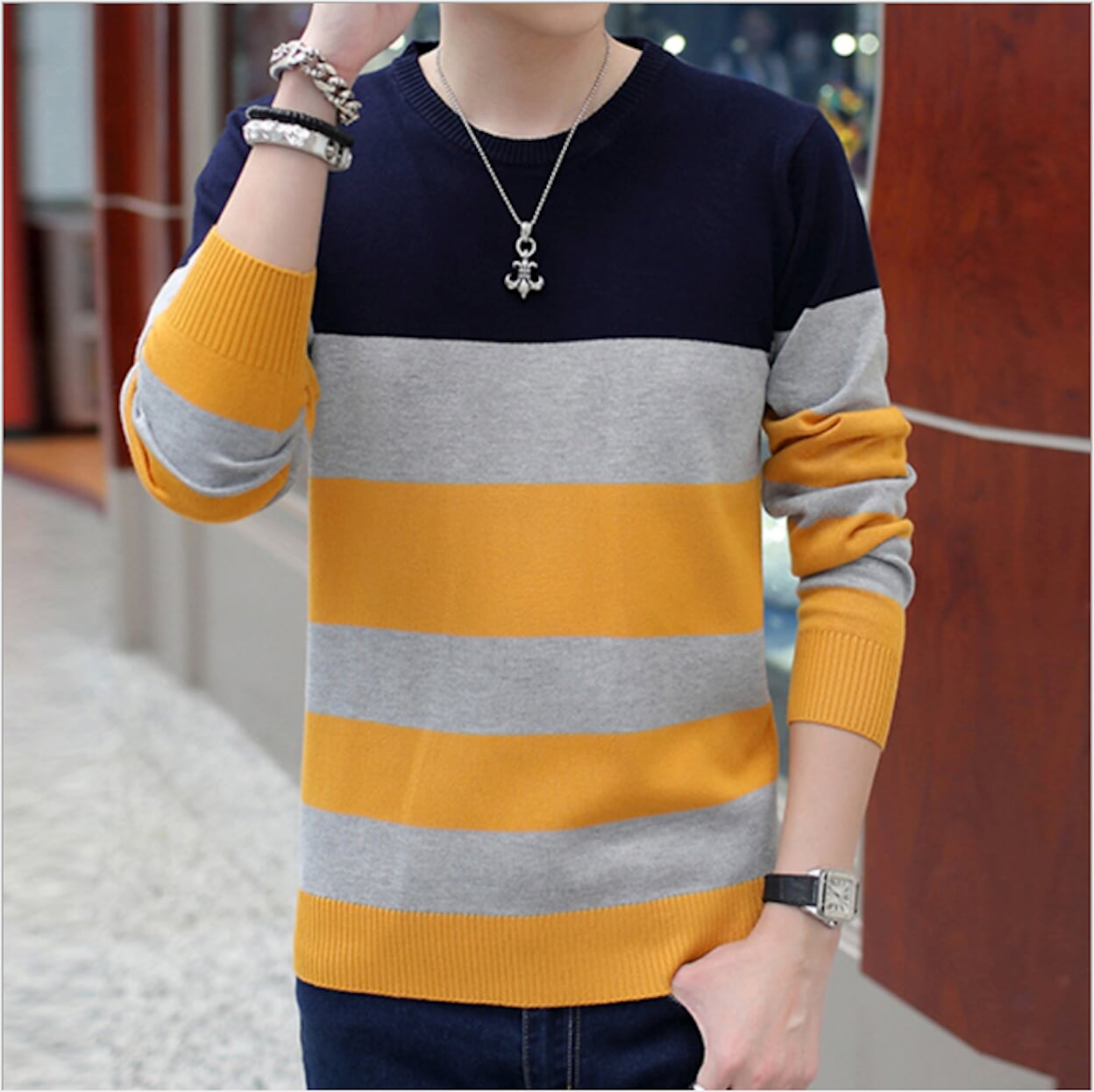 Mens Color Block Sweater – Amtify