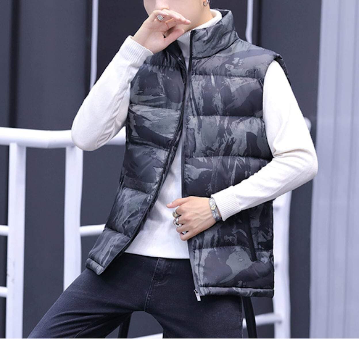 Mens Army Camo Puffer Vest - AmtifyDirect