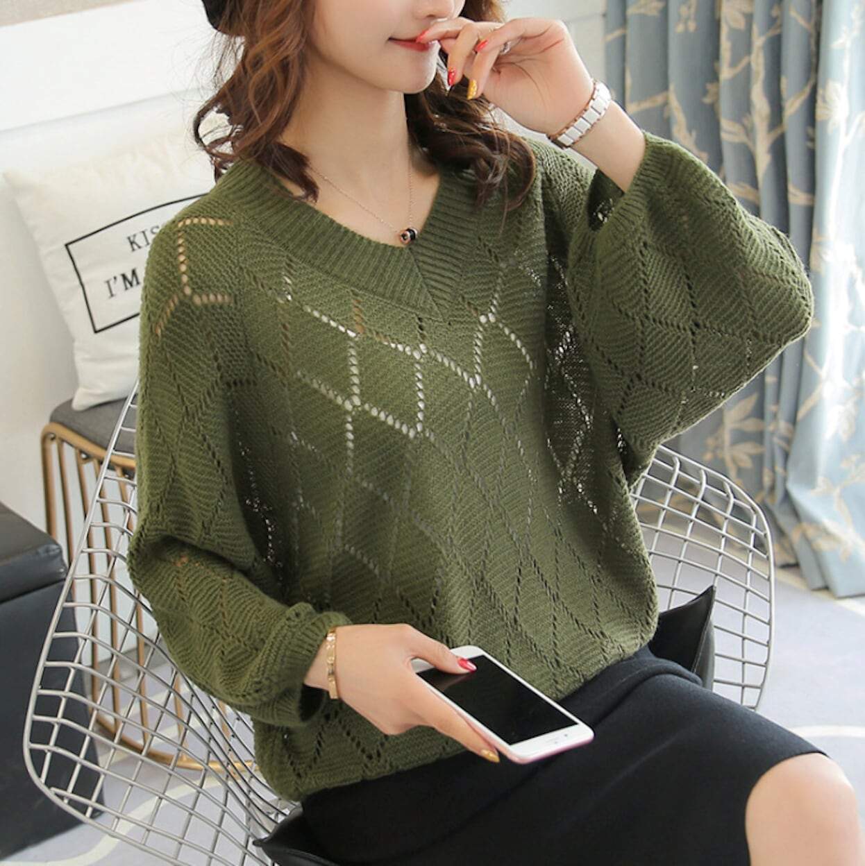 Womens Batwing Knit Top