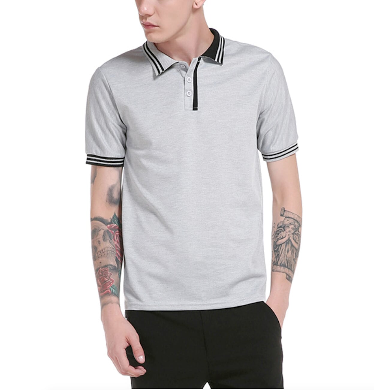 Mens Short Sleeve Polo Shirt with Contrasting Details