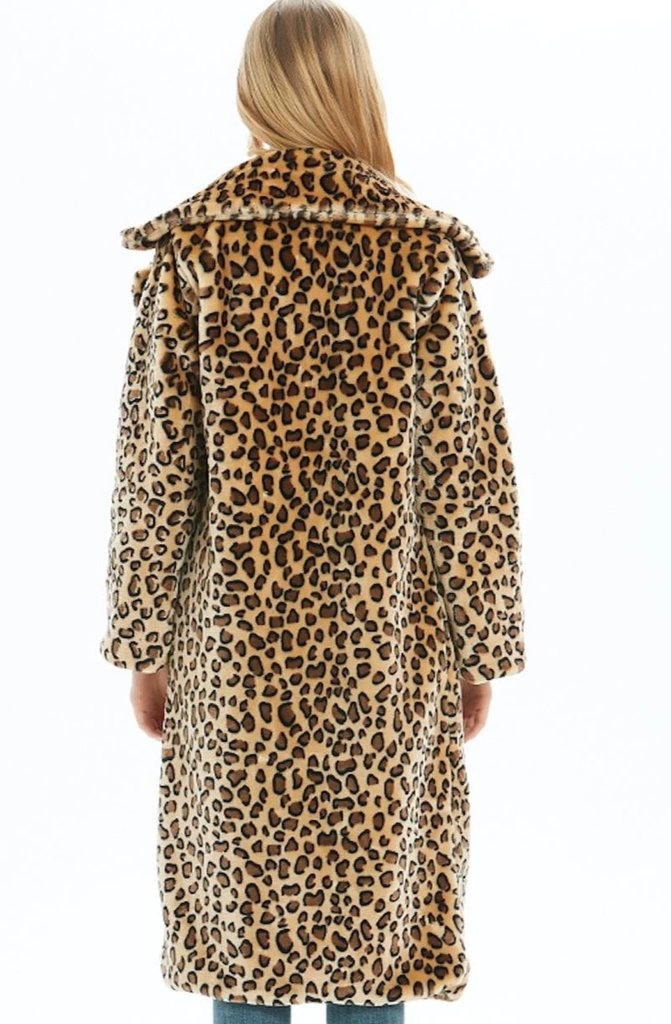 Womens Mid Length Leopard Print Overcoat