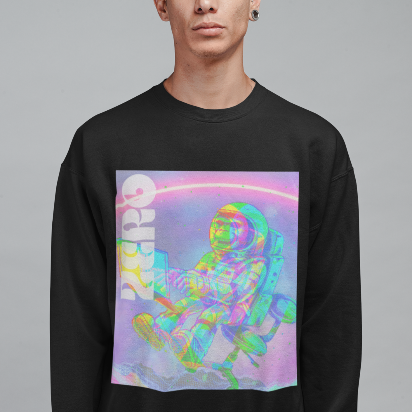 Mens Virtual Monkey Graphic Sweatshirt